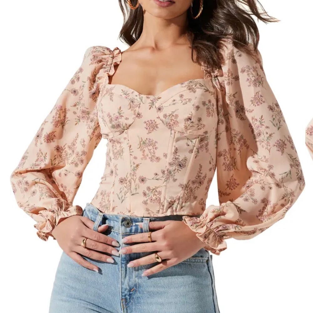 Astr Floral Blouse in Peach and Purple